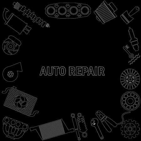 car service banner drawing by white stripe on blackboardのイラスト素材
