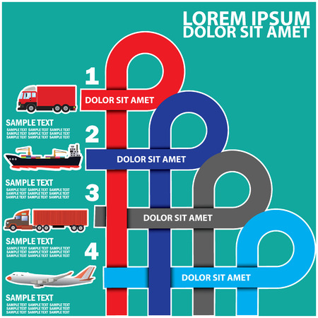 Color transportation symbol and blank stripe for add text of business information. Vector styleのイラスト素材