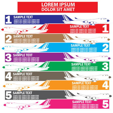 airliner symbol and color blank stripe for add text of business information. Vector styleのイラスト素材