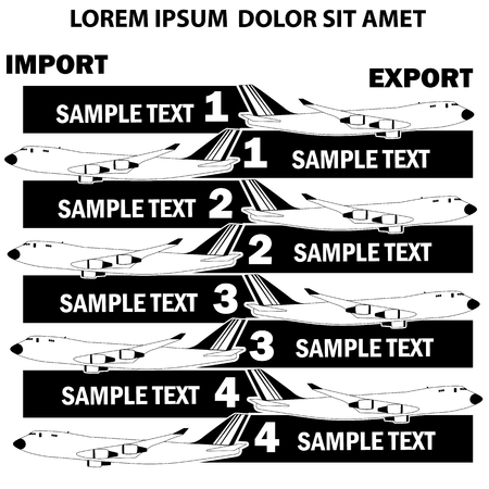 airliner symbol and blank stripe for add text of business information. Vector styleのイラスト素材