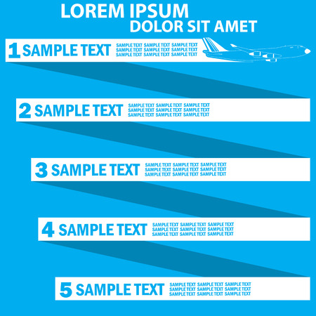 White airliner and  blank ribbon tab for add text of business information. Vector styleのイラスト素材