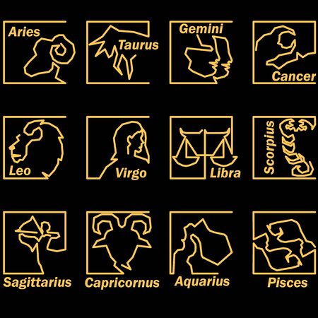 shiny stripe horoscope zodiac Star signs in Vector formのイラスト素材