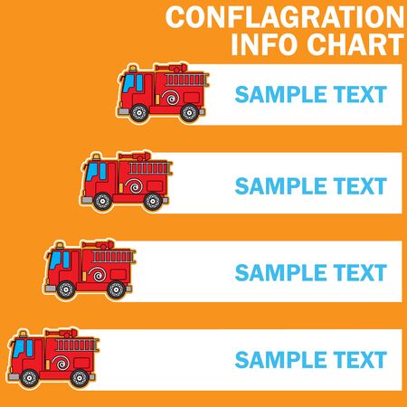 Color fire engine truck and blank stripe for add text of information. Vector styleのイラスト素材