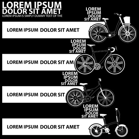 Bicycle icons and blank stripe for add text of business information. Vector styleのイラスト素材