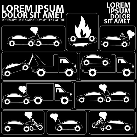 silhouette insurance icons for car accident vector formのイラスト素材