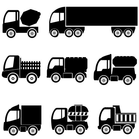 Set of silhouettes the cargo trucks. in illustration form.のイラスト素材