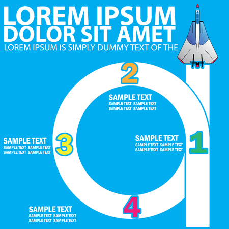 Around the circle by fighter plane and blank stripe for add your data text in vector styleのイラスト素材