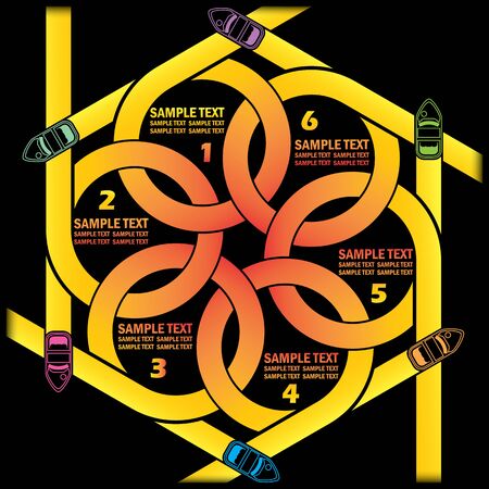 graphic of speed boats on Line up Around circle for your theory , add text to complete. Vector styleのイラスト素材