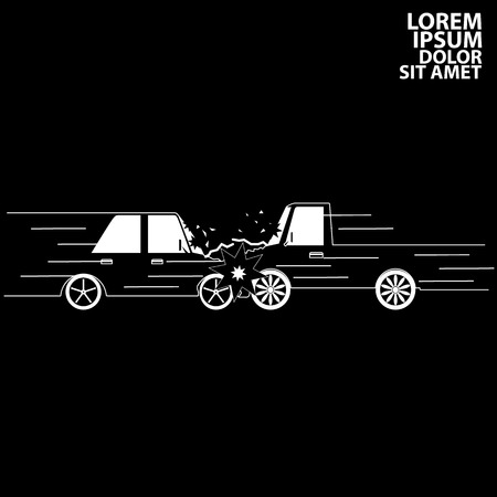 car speed crashing and accident by white stripe on blackboard. Vector style.のイラスト素材