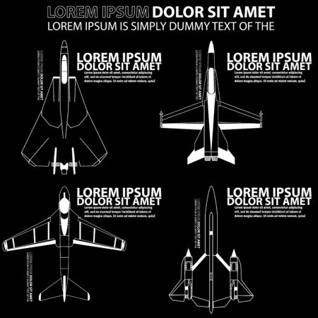 White icons and stripes of Flight Plane flying and blank space for your text or your advice in vector styleのイラスト素材