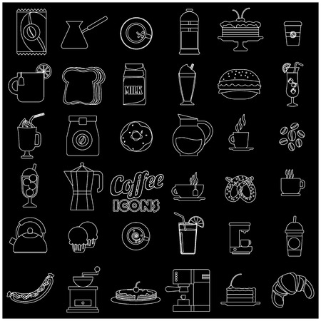 white stripe pattern coffee shop icons. In vector styleのイラスト素材