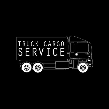 Delivery cargo truck sign banner white stripe pattern on blackboard in vector style.のイラスト素材