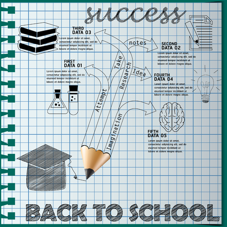 graphics by pencil hand draw on chalkboard in style.のイラスト素材