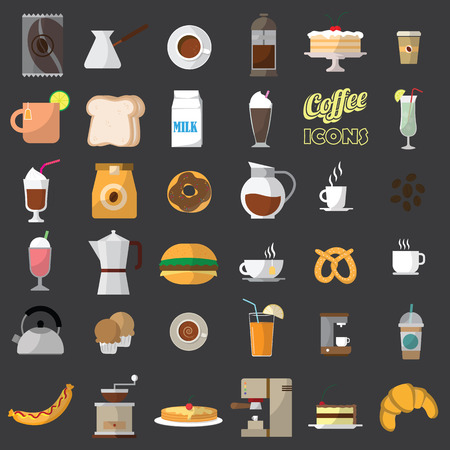 color coffee shop icons. In vector styleのイラスト素材