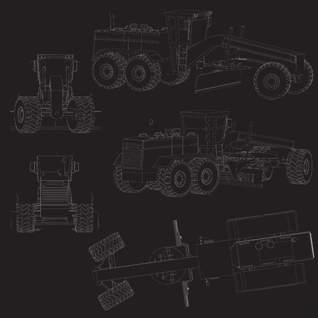 Line Stripe Motor Grader in vector style.のイラスト素材