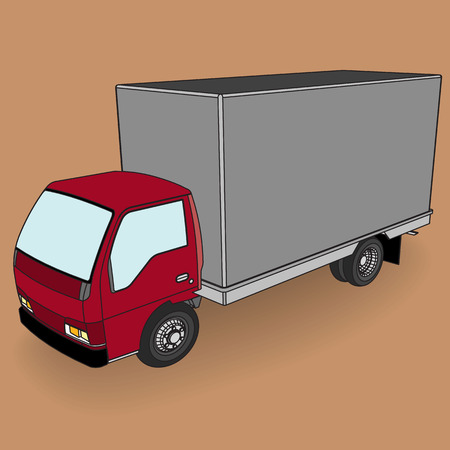 Red cargo truck with blank box vector styleのイラスト素材