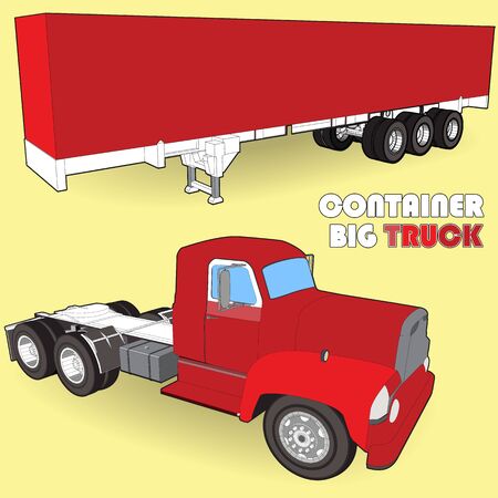 Container at the dock with truck. Vector illustrationのイラスト素材