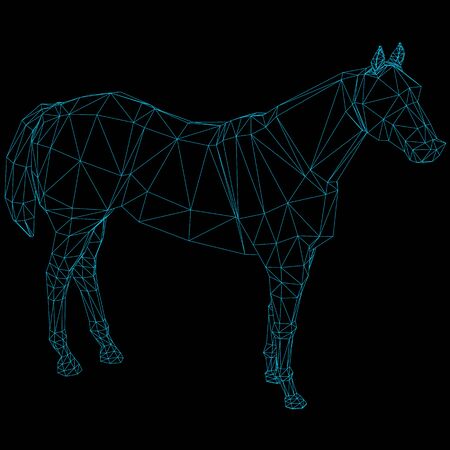 Abstract polygonal horse - Blue line polygon vector Designのイラスト素材