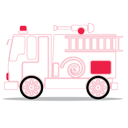 Line art sign of a fire truck isolated on white backgroundのイラスト素材