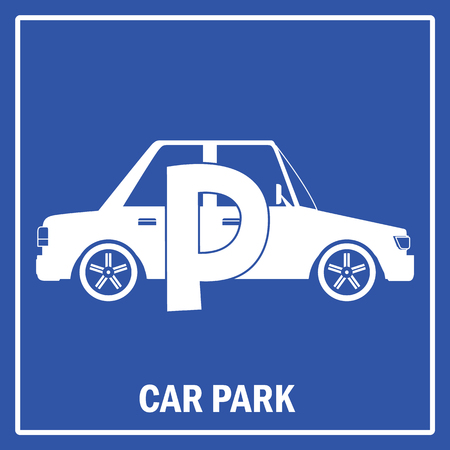 White parking sign on blue background frame vector illustrationのイラスト素材