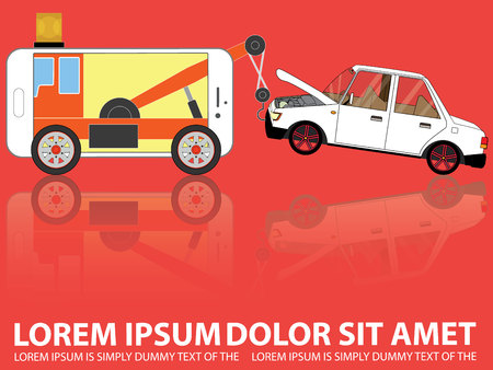 Car towing truck Online smartphone application. Road side assistance. のイラスト素材