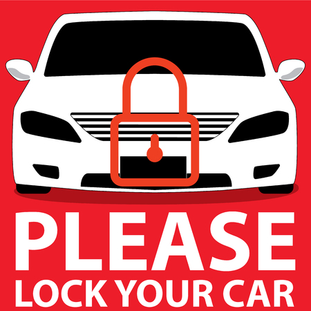 Car lock warning sign,flat vector simple isolated style.のイラスト素材