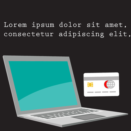 electronic commerce design, Concept of paymentonline account via computer or laptop.のイラスト素材