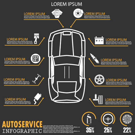Car auto service info graphics top view  stripe design.vectorのイラスト素材