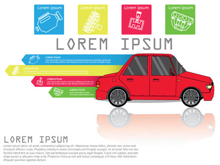 Isometric color cartoon car info graphics design.flat vectorのイラスト素材