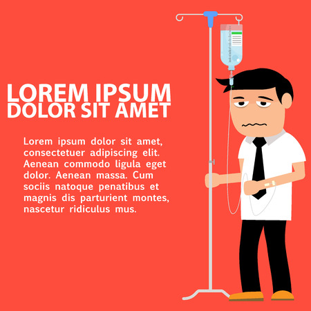 Sick businessman after working hard. in flat vector style.のイラスト素材