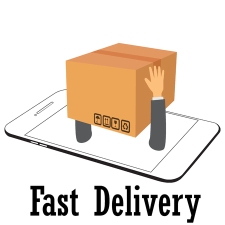 Delivery service concept isometric vector. Smart apps on-line technology on white backgroundのイラスト素材