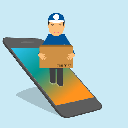 Online delivery service concept isometric vector. Smart technology on apps.のイラスト素材