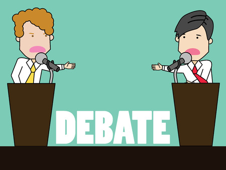 The opposite side of a businessman speaking on stage. Funny vector designのイラスト素材