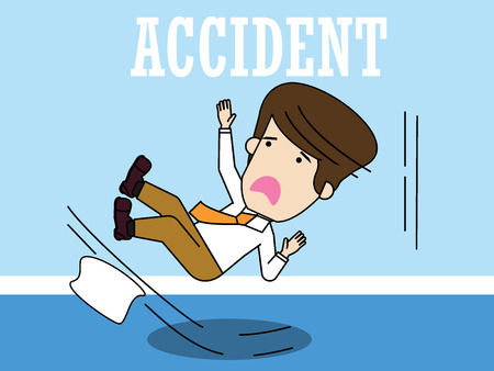Businessman slipping on a floor. Funny flat vector concept.のイラスト素材