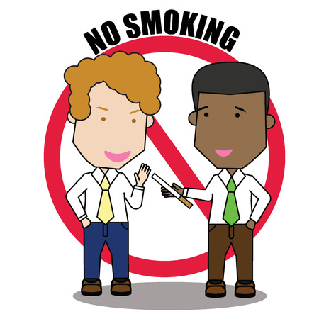 No smoking businessman. Funny flat vector concept.のイラスト素材