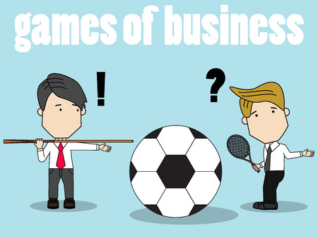 Businessmen compete in different types of sport with confuse. vector design.のイラスト素材