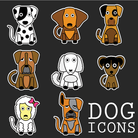 Vector set of funny cartoon dogsのイラスト素材