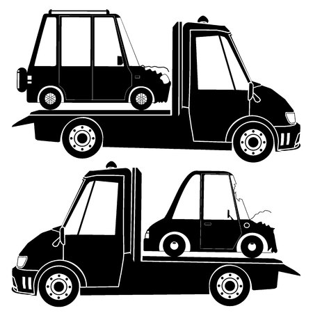 Tow Car Sign Isolated on White Background. Flat vector concept.のイラスト素材