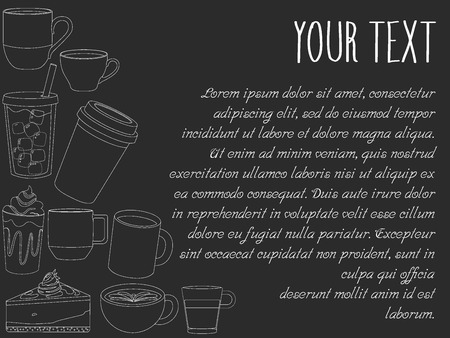 Coffee restaurant brochure vector, coffee shop menu design. Flat Vector illustration blackboard.のイラスト素材