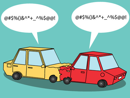 Car accident bumping on clean backgroundのイラスト素材