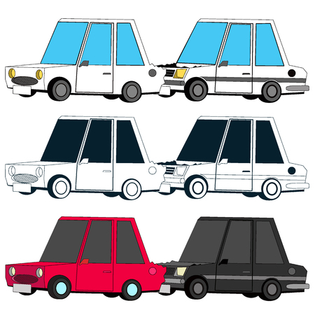 Two private car. Car crash of the back. Flat vector concept.のイラスト素材
