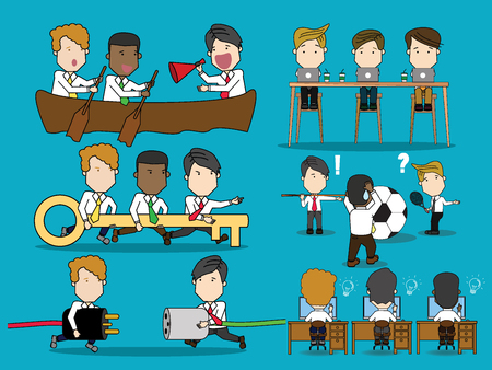 Business colleagues  for teamwork or partnership business concept design. Cartoon flat styleのイラスト素材