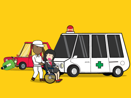 car crash and accident road collision safety emergency transportation.  Vector illustration concept.のイラスト素材