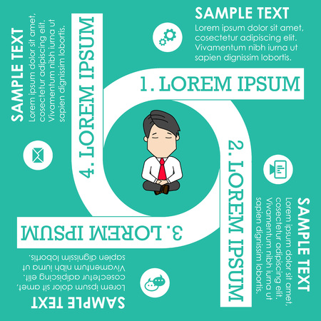 Young business people meditate to find. Some strategies. Flat vector illustration design.のイラスト素材