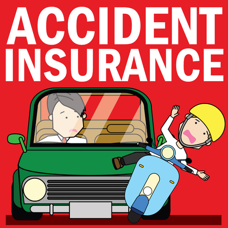 Young businessman Drive with carelessness Finally, the scooter crashed. Flat vector illustration design.のイラスト素材