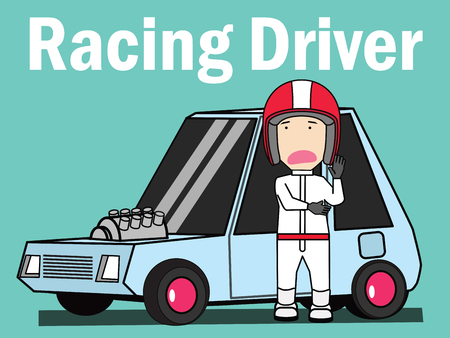 the sports racing with man standing at side . Vector  illustration flat design.のイラスト素材