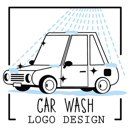 Car wash cartoon logo on light background. Flat vector illustration concept.のイラスト素材