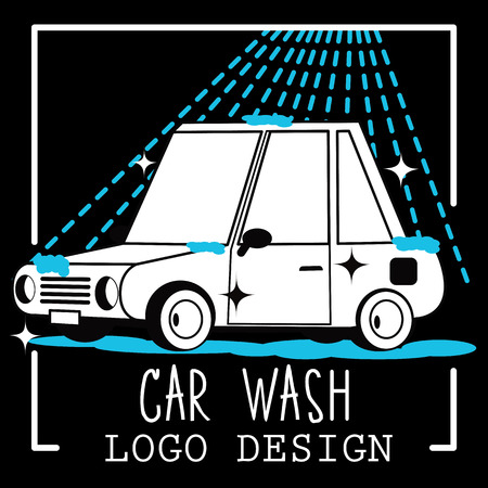 Car wash cartoon logo on blackboard. Flat vector illustration concept.
のイラスト素材