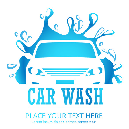 Car wash cartoon logo. Flat vector illustration concept.のイラスト素材