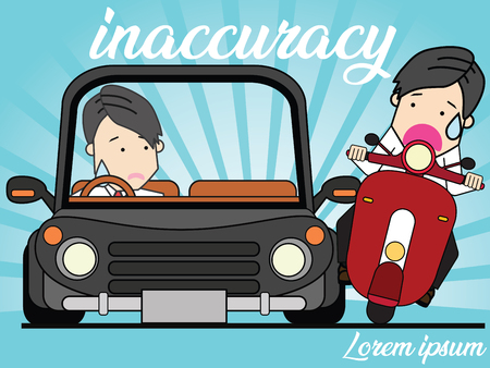 motorcycle side hit with private car. Flat vector illustration design.のイラスト素材